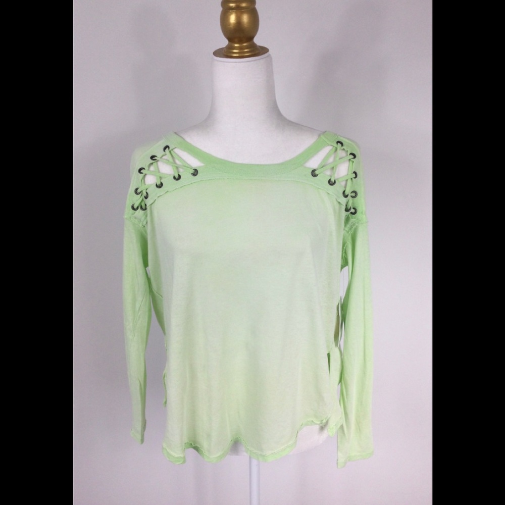 - Free People First Love Lace Up Tee